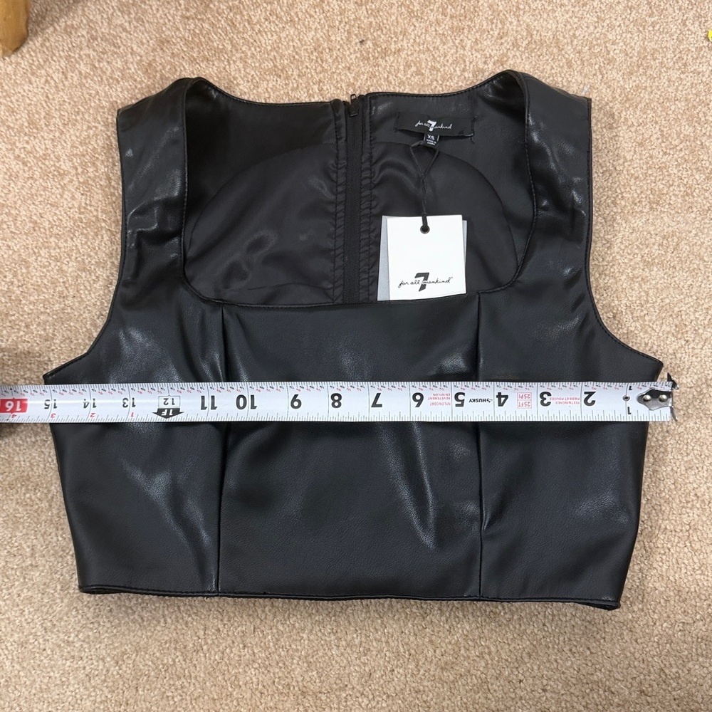 NWT 7 For All Mankind Faux Leather Crop Top - Picture 11 of 11